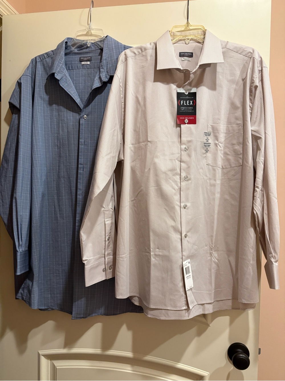 Van Heusen Men's Dress Shirt Set - Blue & Light Tan bundle of 2
